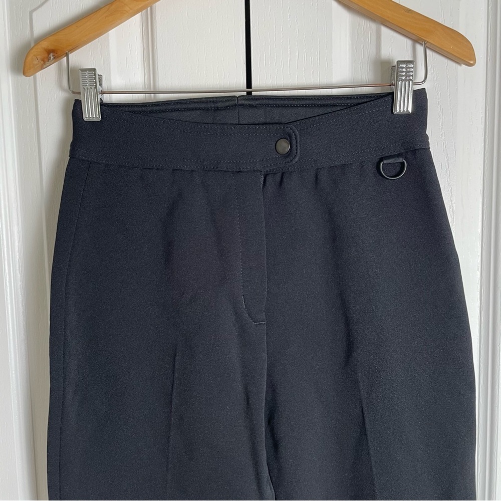 Vintage Flare Ski Snow Pants Womens 8 Black Made in USA Nylon Wool blend Stirrup - Picture 2 of 15